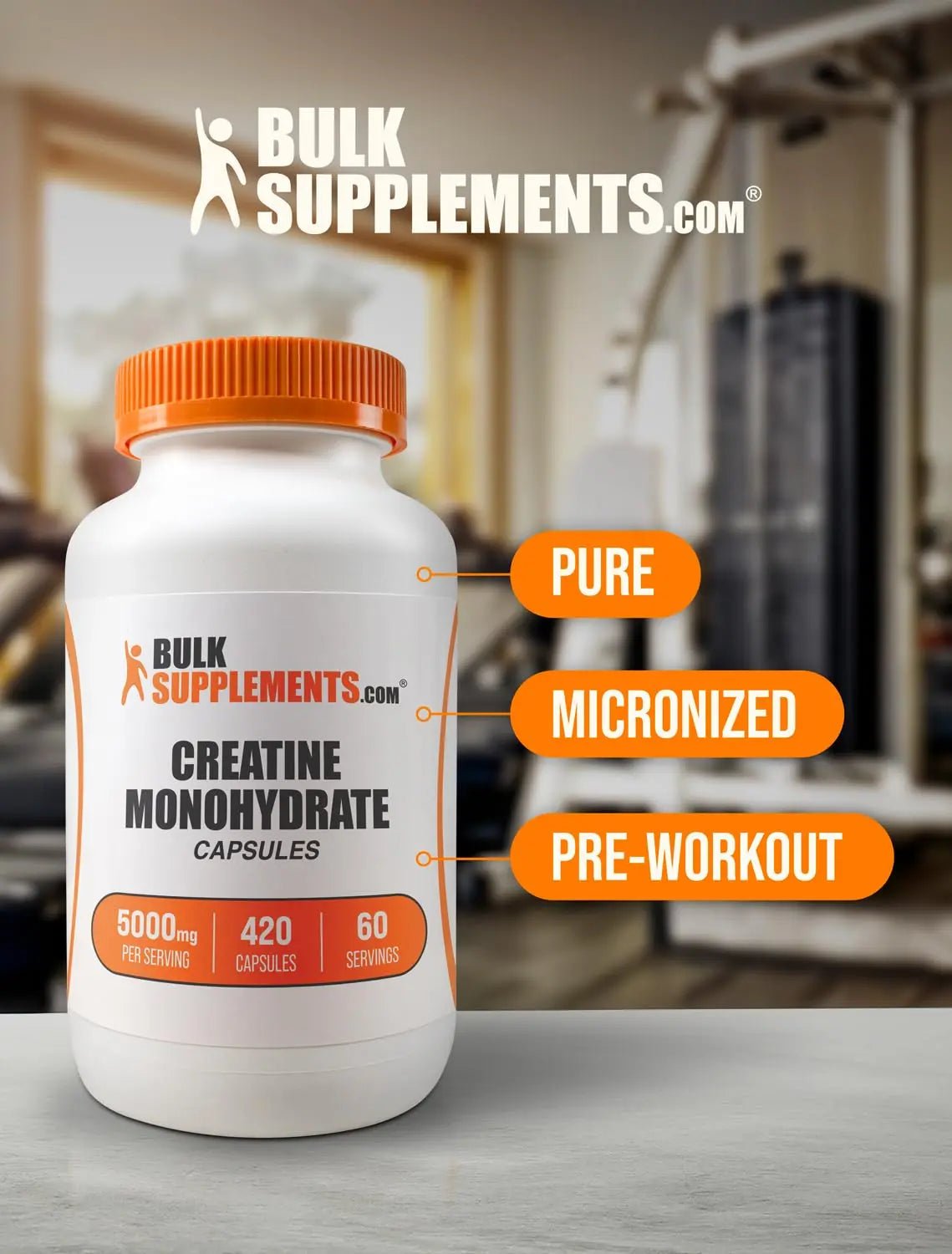 BULKSUPPLEMENTS.COM Creatine Monohydrate Capsules - Micronized Creatine Monohyd - TrustMedUSA