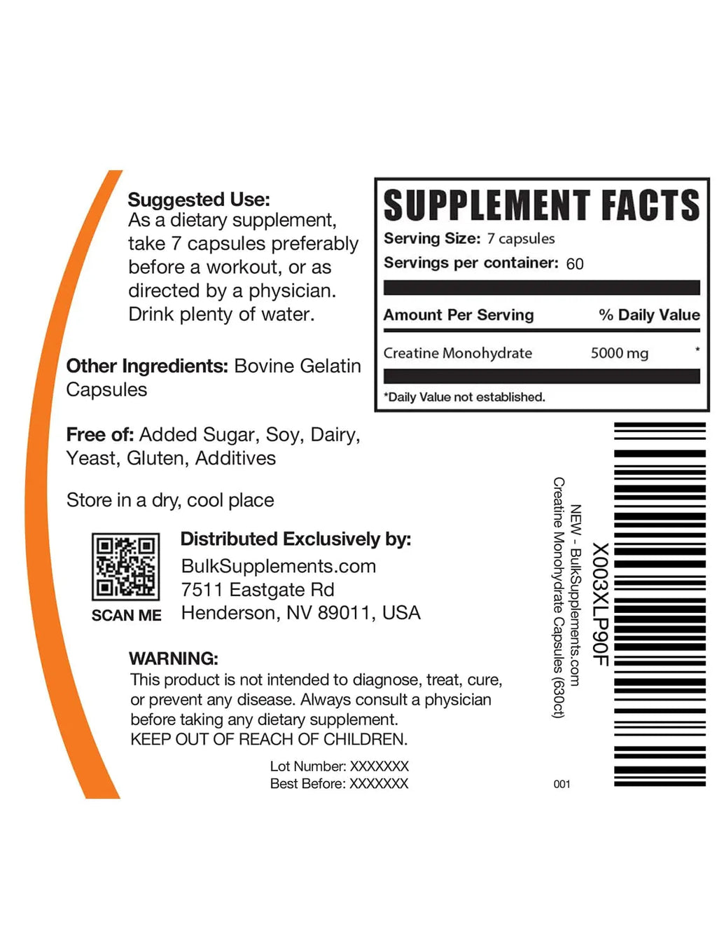 BULKSUPPLEMENTS.COM Creatine Monohydrate Capsules - Micronized Creatine Monohyd - TrustMedUSA