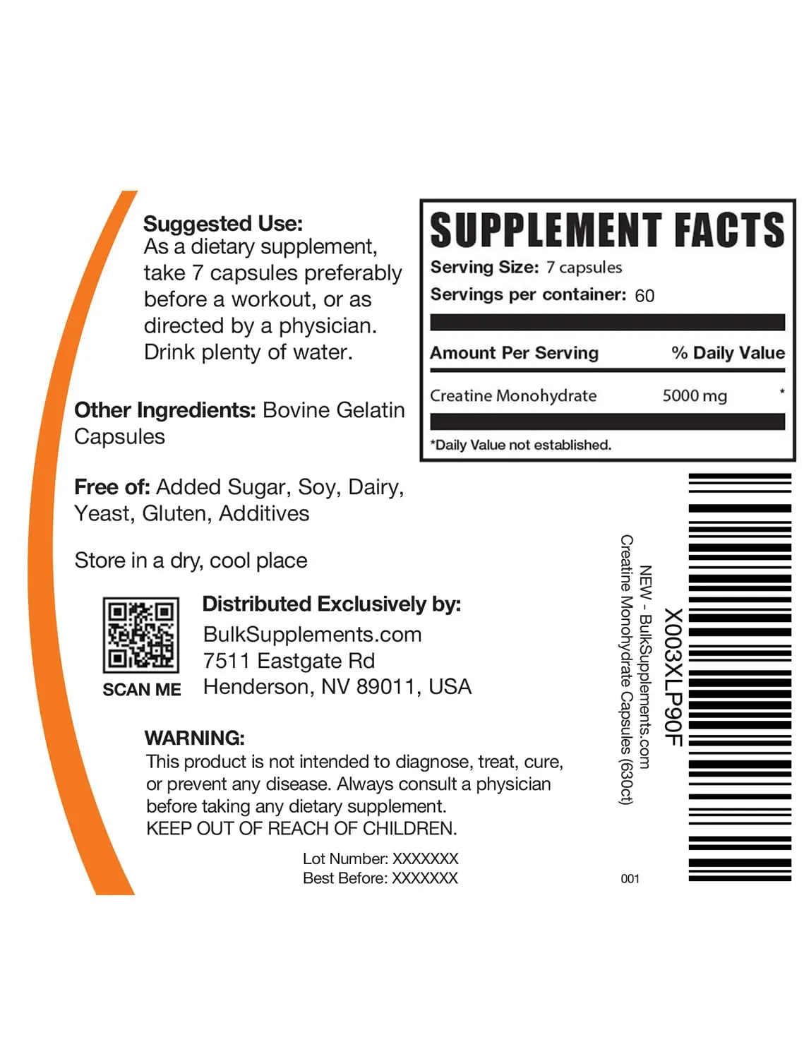 BULKSUPPLEMENTS.COM Creatine Monohydrate Capsules - Micronized Creatine Monohyd - TrustMedUSA