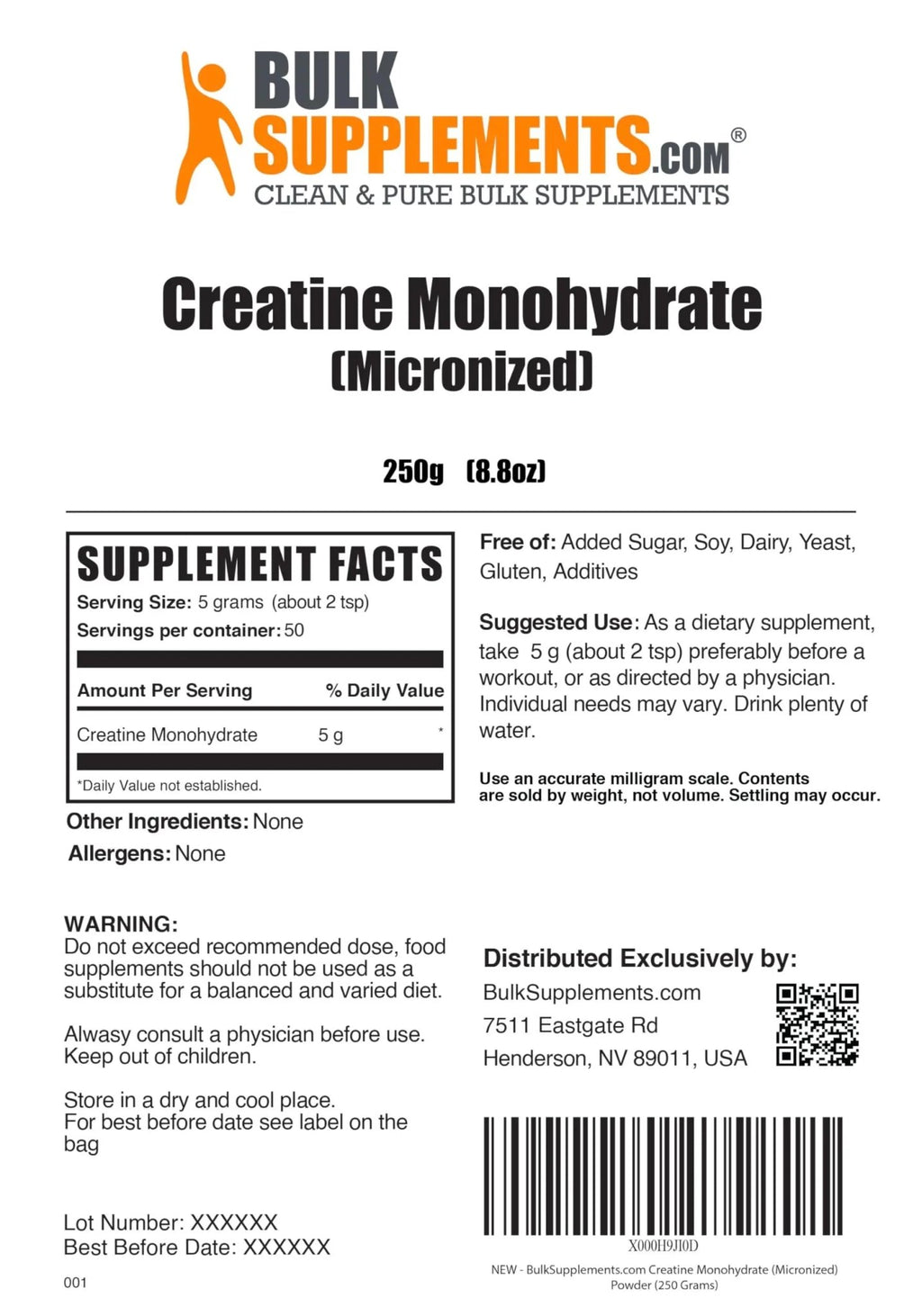 BULKSUPPLEMENTS.COM Creatine Monohydrate Powder - Micronized Creatine - TrustMedUSA