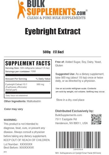 BULKSUPPLEMENTS.COM Eyebright Extract Powder - Eye Bright Extract - Eye Supplement - TrustMedUSA