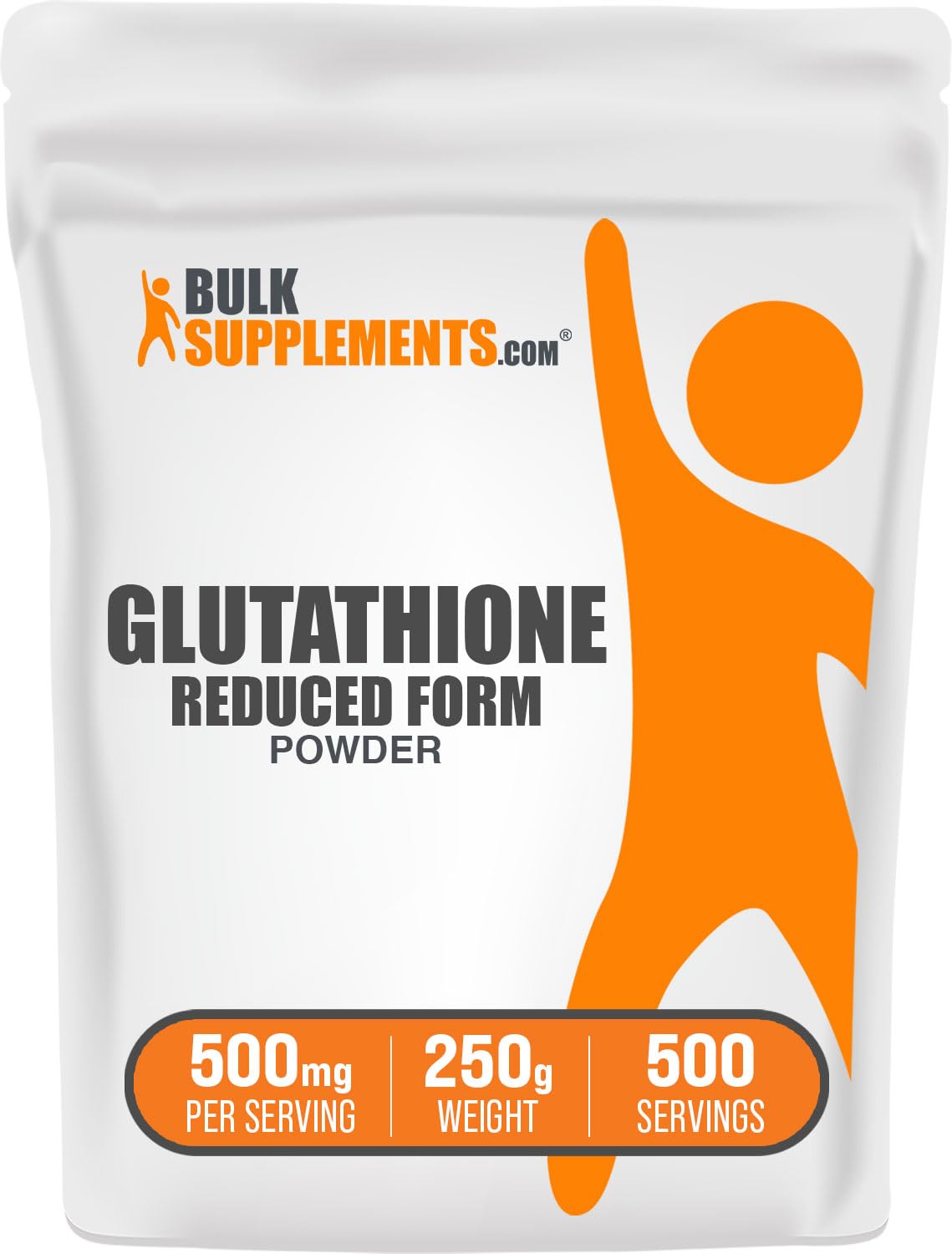BulkSupplements.com Glutathione Reduced Powder - Glutathione Supplement, Reduced Glutathione Powder - Glutathione 500mg, Gluten Free, 500mg per Serving, 250g (8.8 oz) (Pack of 1) - TrustMedUSA