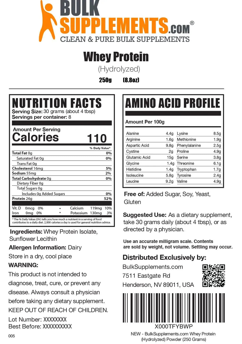 BULKSUPPLEMENTS.COM Hydrolyzed Whey Protein Isolate - Isolate Protein Powder - TrustMedUSA