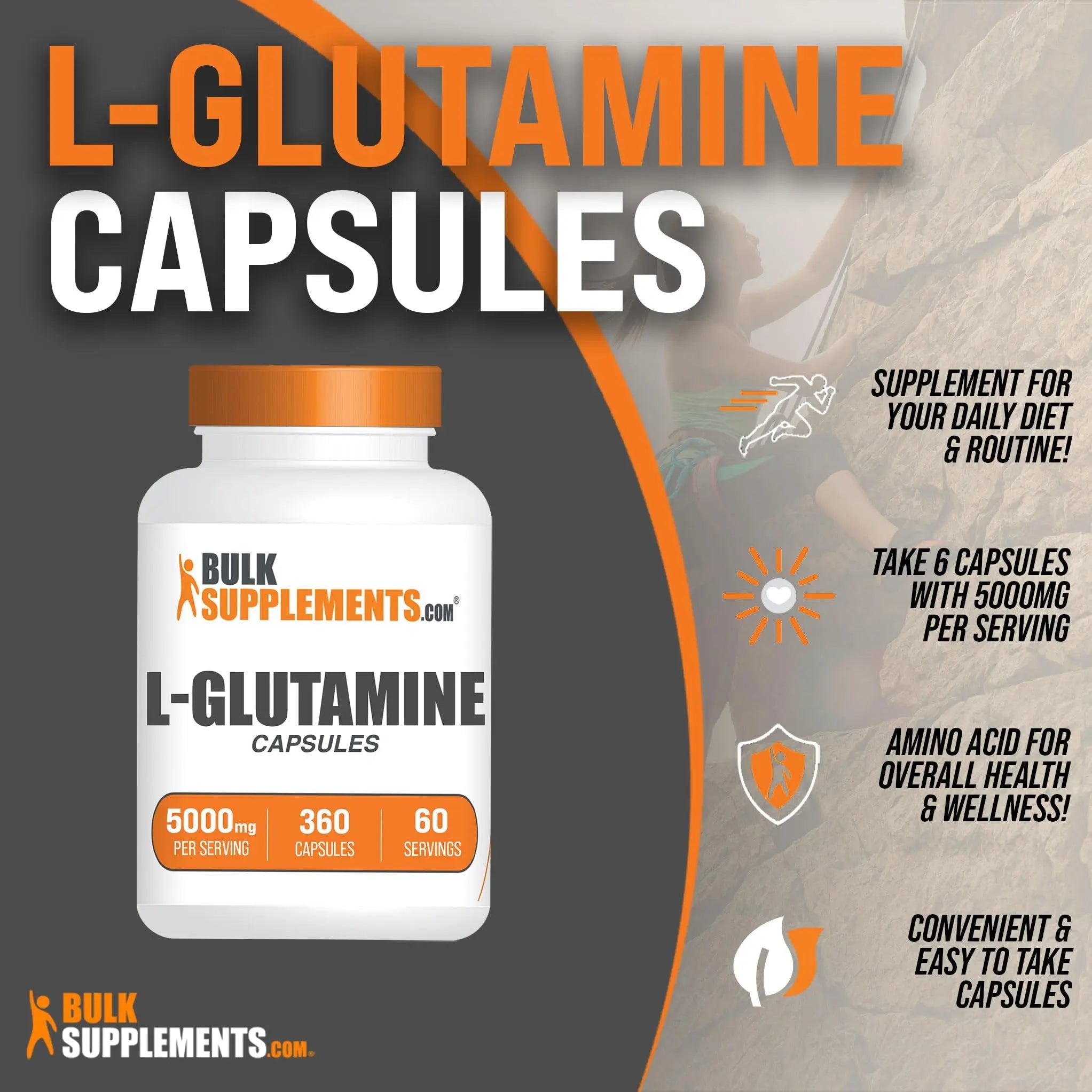 BULKSUPPLEMENTS.COM L-Glutamine Capsules - Glutamine Supplement, L Glutamine - TrustMedUSA