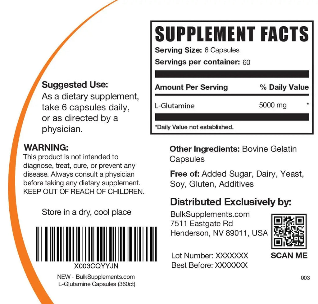 BULKSUPPLEMENTS.COM L-Glutamine Capsules - Glutamine Supplement, L Glutamine - TrustMedUSA