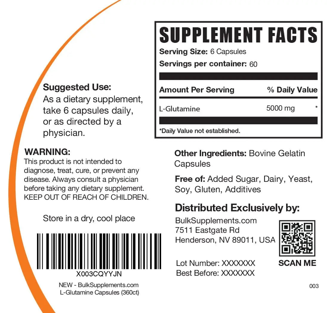 BULKSUPPLEMENTS.COM L-Glutamine Capsules - Glutamine Supplement, L Glutamine - TrustMedUSA