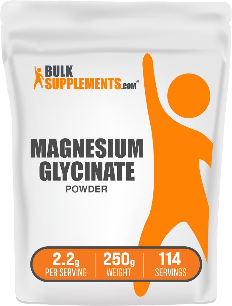 BulkSupplements.com Magnesium Glycinate Powder - Magnesium Glycinate 300mg, Highly Absorbable - Gluten Free, 2.2g per Serving, 250g (8.8 oz) (Pack of 1) - TrustMedUSA