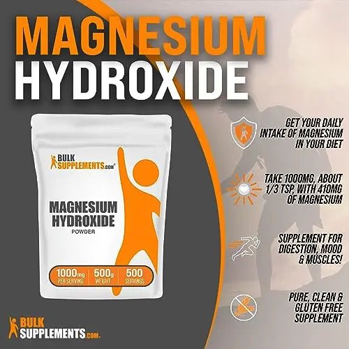 BulkSupplements.com Magnesium Hydroxide Powder - Magnesium Supplement - TrustMedUSA