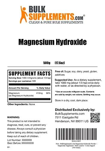 BulkSupplements.com Magnesium Hydroxide Powder - Magnesium Supplement - TrustMedUSA