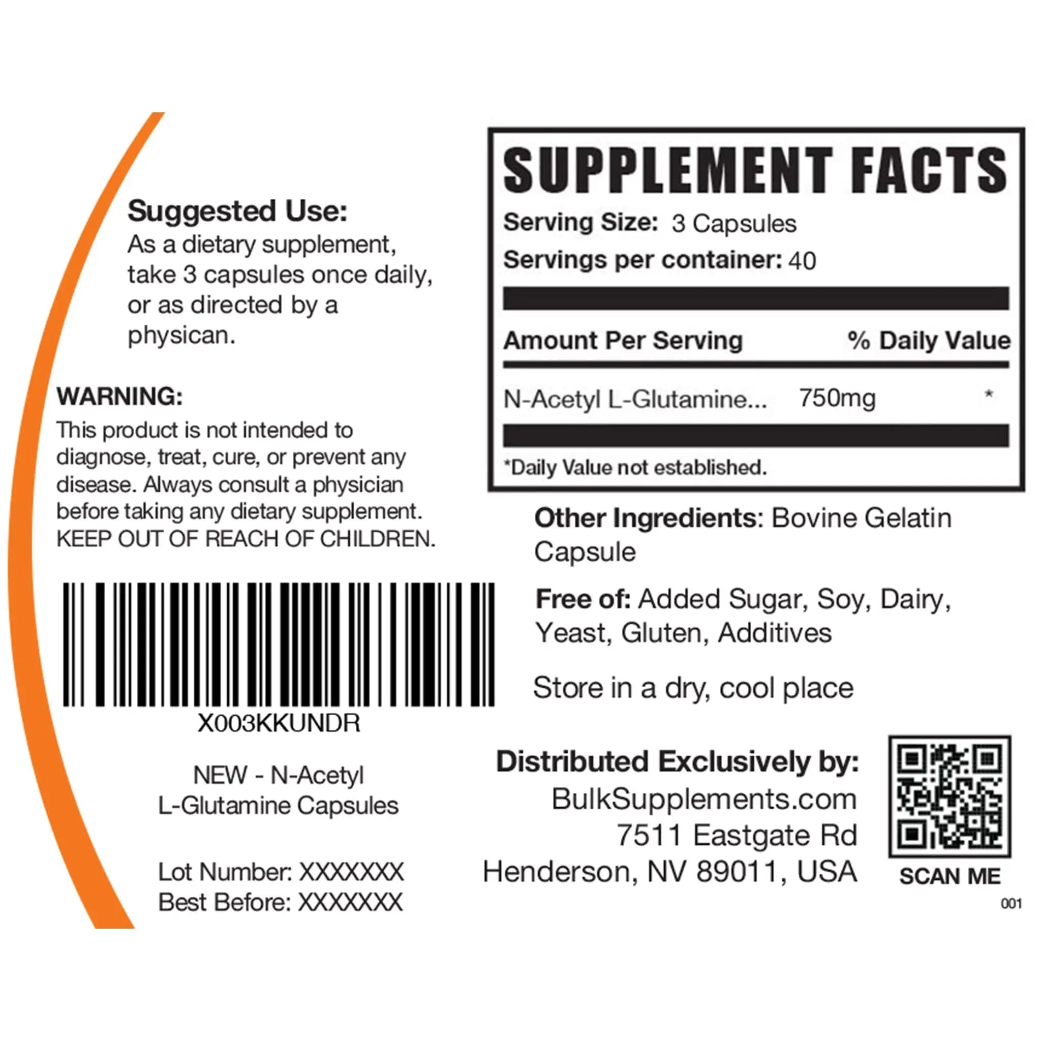 BULKSUPPLEMENTS.COM N-Acetyl L-Glutamine Capsules - Glutamine Supplement - TrustMedUSA