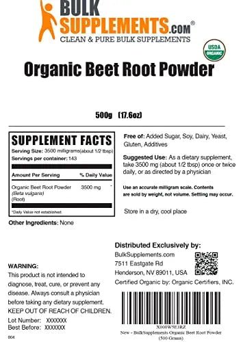 BULKSUPPLEMENTS.COM Organic Beet Root Powder - Beet Powder Organic, Beetroot - TrustMedUSA