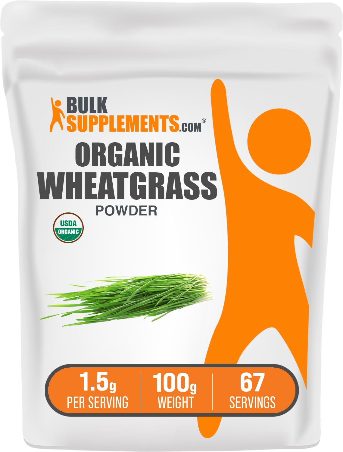 BulkSupplements.com Organic Wheatgrass Powder - Organic Super Greens Powder, Superfoods Supplement - Vegan & Gluten Free, 1.5g per Serving, 100g (3.5 oz) (Pack of 1) - TrustMedUSA