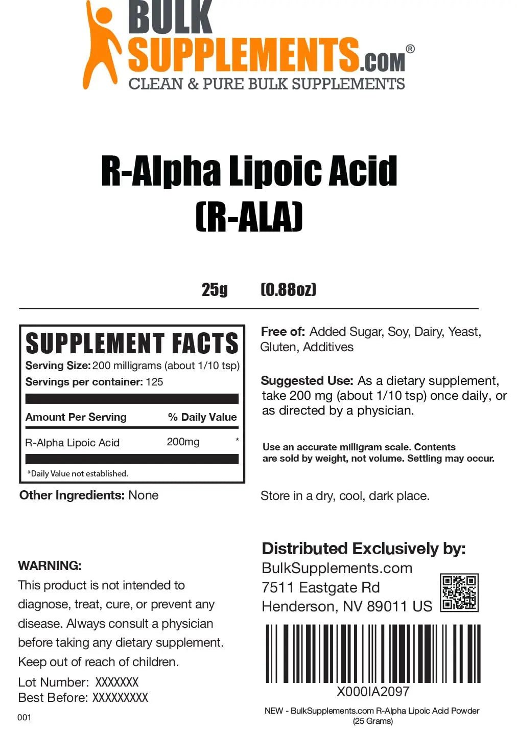 BULKSUPPLEMENTS.COM R-Alpha Lipoic Acid Powder - ALA Supplement, R Alpha Lipoic - TrustMedUSA