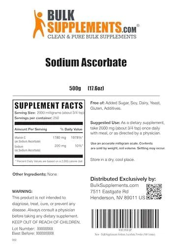 BulkSupplements.com Sodium Ascorbate Powder - Antioxidant Powder - Sodium Ascorbate - TrustMedUSA