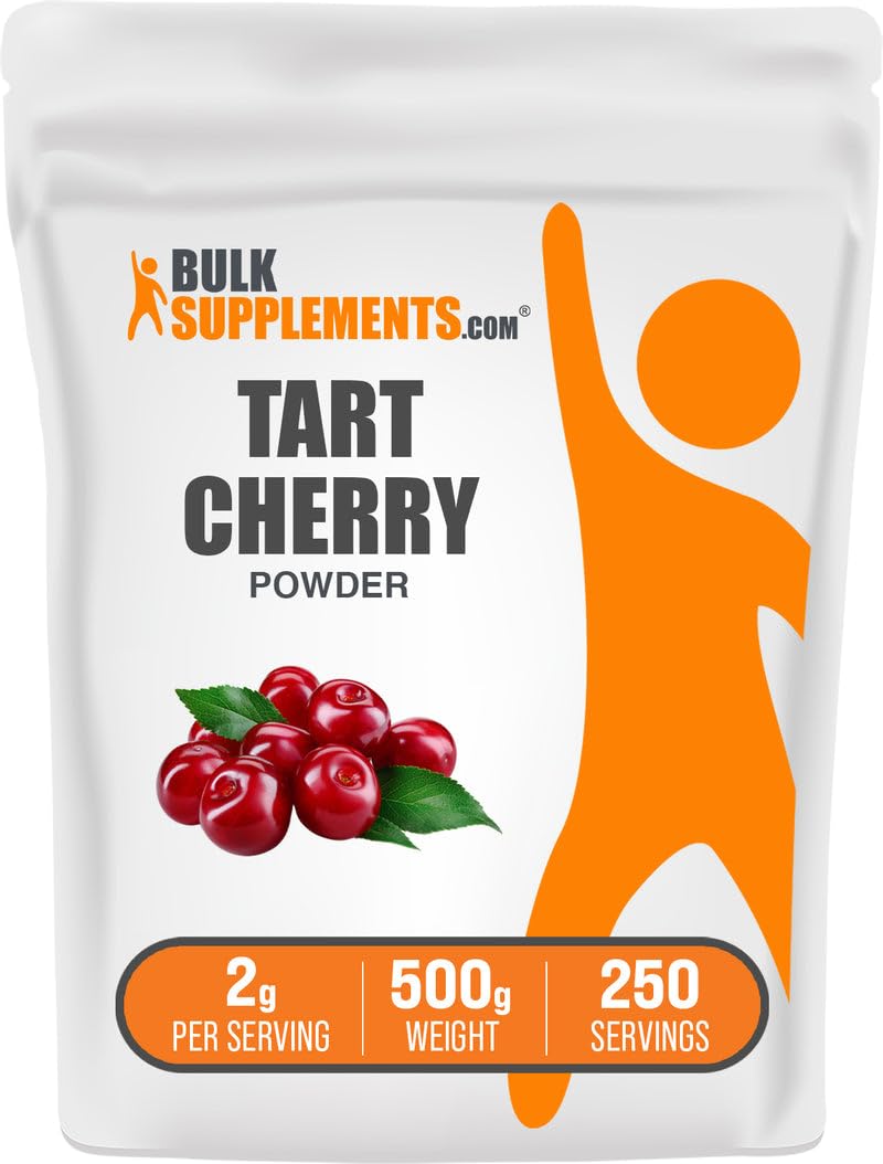 BulkSupplements.com Tart Cherry Powder - Fruit Powder, Tart Cherry Supplements - Antioxidant Source, Gluten Free & No Added Sugar, 2g per Serving, 500g (1.1 lbs) (Pack of 1) - TrustMedUSA