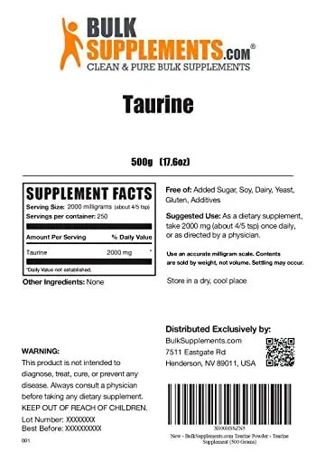 BULKSUPPLEMENTS.COM Taurine Powder - Taurine Supplement, Taurine 2000mg - TrustMedUSA