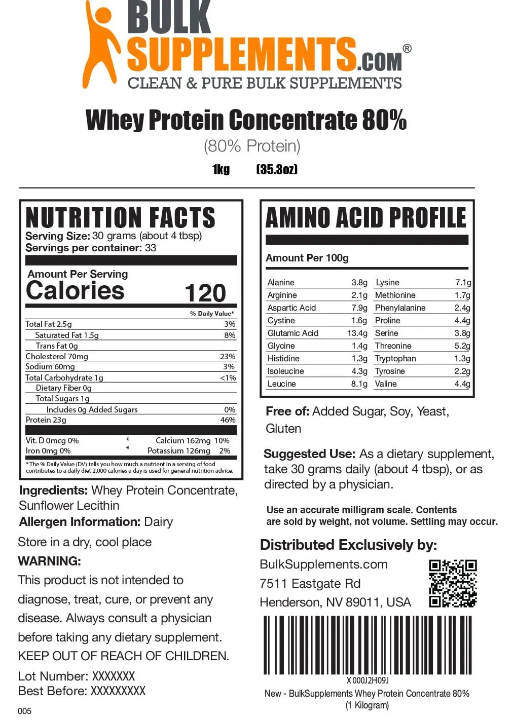 BulkSupplements.com Whey Protein Concentrate - Whey Protein Powder - Protein Powder - TrustMedUSA