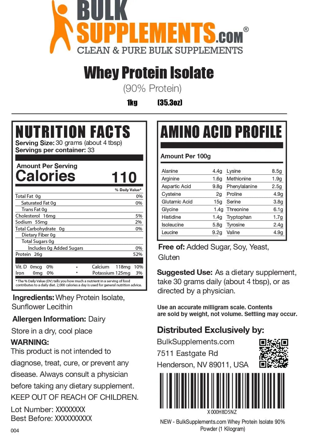 BulkSupplements.com Whey Protein Isolate Powder - Protein Supplement - Protein Powder - TrustMedUSA