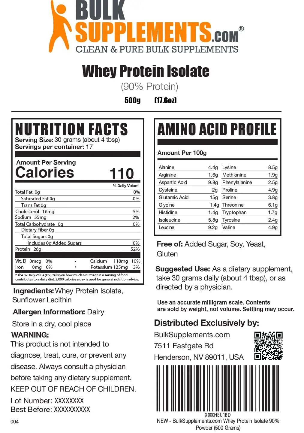 BULKSUPPLEMENTS.COM Whey Protein Isolate Powder - Unflavored Protein Powder - TrustMedUSA