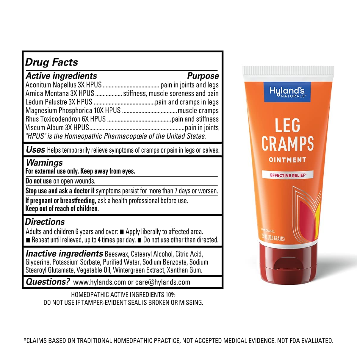 Bundle of Hyland's Leg Cramps Ointment, Arnica Pain Relief Gel, Natural Relief of Calf, Leg and Foot Cramp, 2.5 oz and Leg Cramp Tablets, 100 Count - TrustMedUSA