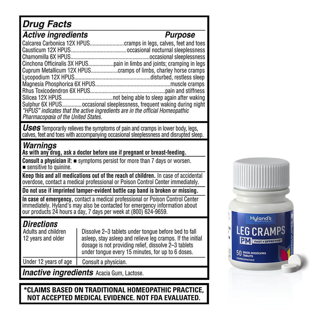 Bundle of Hyland's Leg Cramps Tablets, 100 Count and Leg Cramps PM Nighttime Formula, Natural Relief of Calf, Foot and Leg Cramps, 50 Count - TrustMedUSA