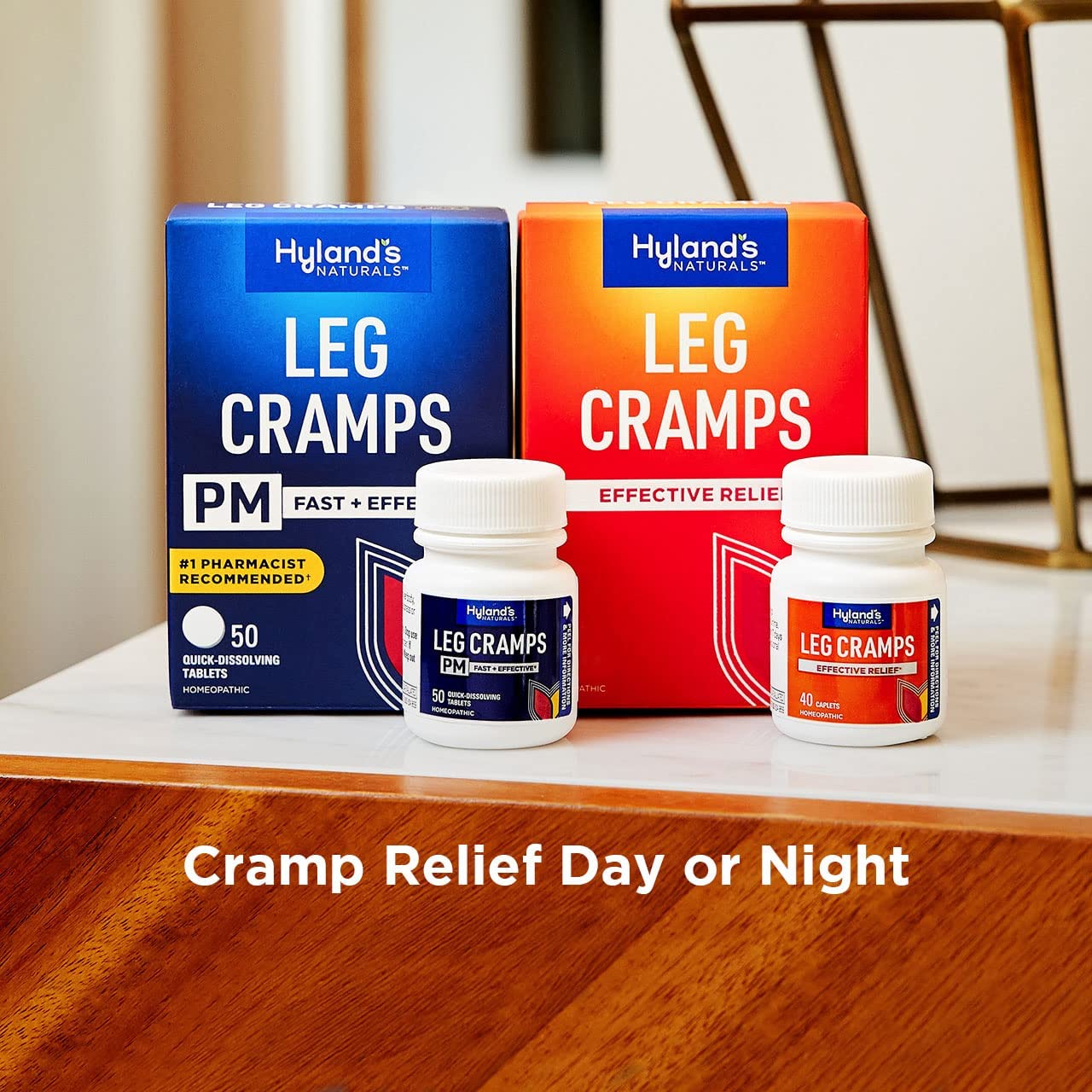 Bundle of Hyland's Leg Cramps Tablets, 100 Count and Leg Cramps PM Nighttime Formula, Natural Relief of Calf, Foot and Leg Cramps, 50 Count - TrustMedUSA