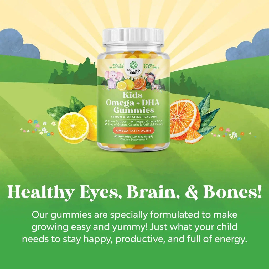Bundle of Kids DHA Omega 3 Gummies - Fatty Acids Omega 3 6 9 for Brain Immune Strength Vision Focus Support and Liquid Multivitamin for Kids Immunity Support - TrustMedUSA