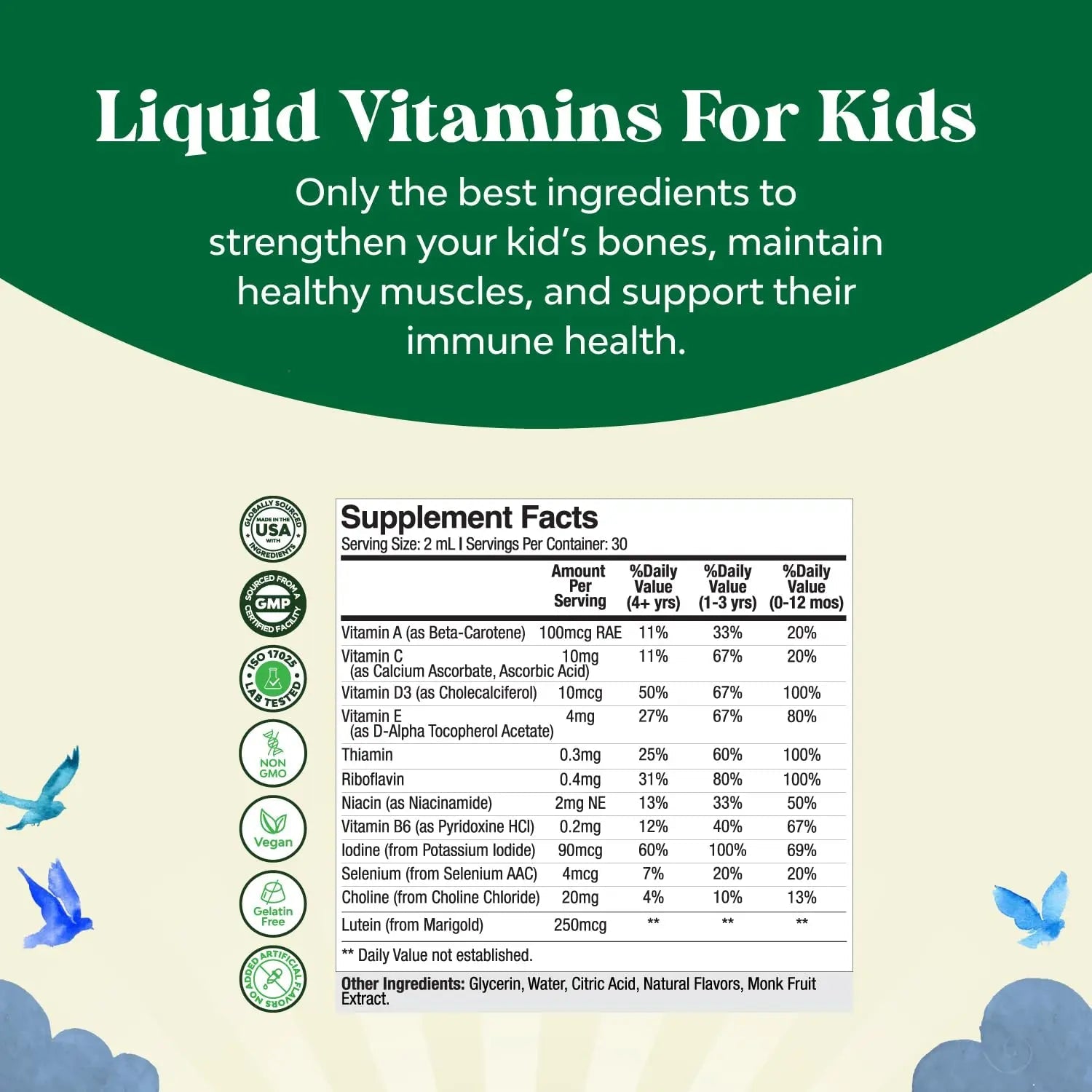 Bundle of Kids DHA Omega 3 Gummies - Fatty Acids Omega 3 6 9 for Brain Immune Strength Vision Focus Support and Liquid Multivitamin for Kids Immunity Support - TrustMedUSA