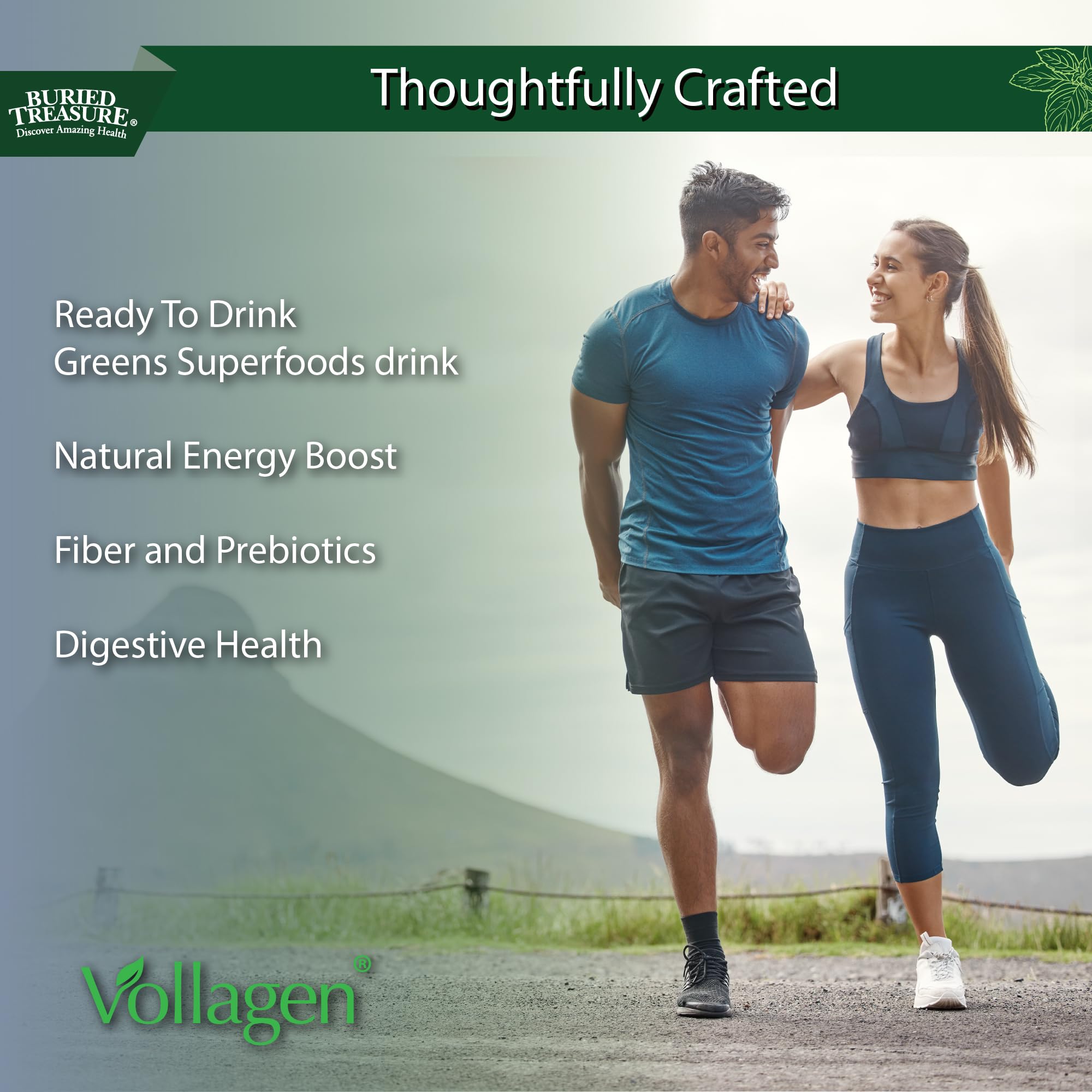 Buried Treasure Green20 Fusion – Superfood Blend with Vollagen for Skin, Hair, and Joint Support, Plant-Based, Vegan, Non-GMO Gluten-Free, Dairy-Free, Soy-Free, 32oz Liquid - TrustMedUSA