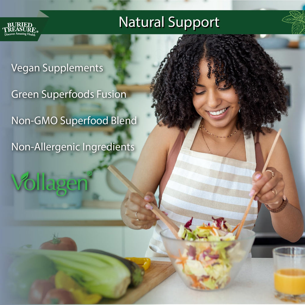 Buried Treasure Green20 Fusion – Superfood Blend with Vollagen for Skin, Hair, and Joint Support, Plant-Based, Vegan, Non-GMO Gluten-Free, Dairy-Free, Soy-Free, 32oz Liquid - TrustMedUSA