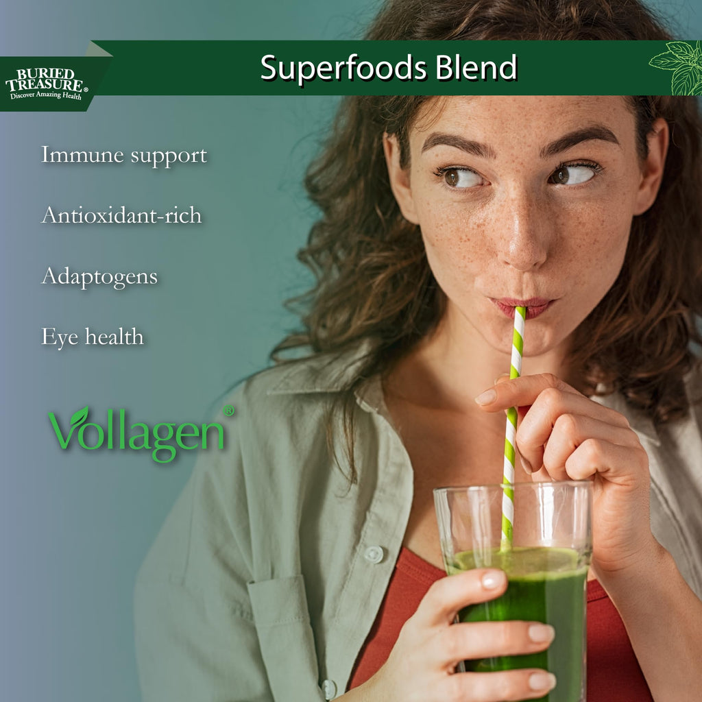 Buried Treasure Green20 Fusion – Superfood Blend with Vollagen for Skin, Hair, and Joint Support, Plant-Based, Vegan, Non-GMO Gluten-Free, Dairy-Free, Soy-Free, 32oz Liquid - TrustMedUSA