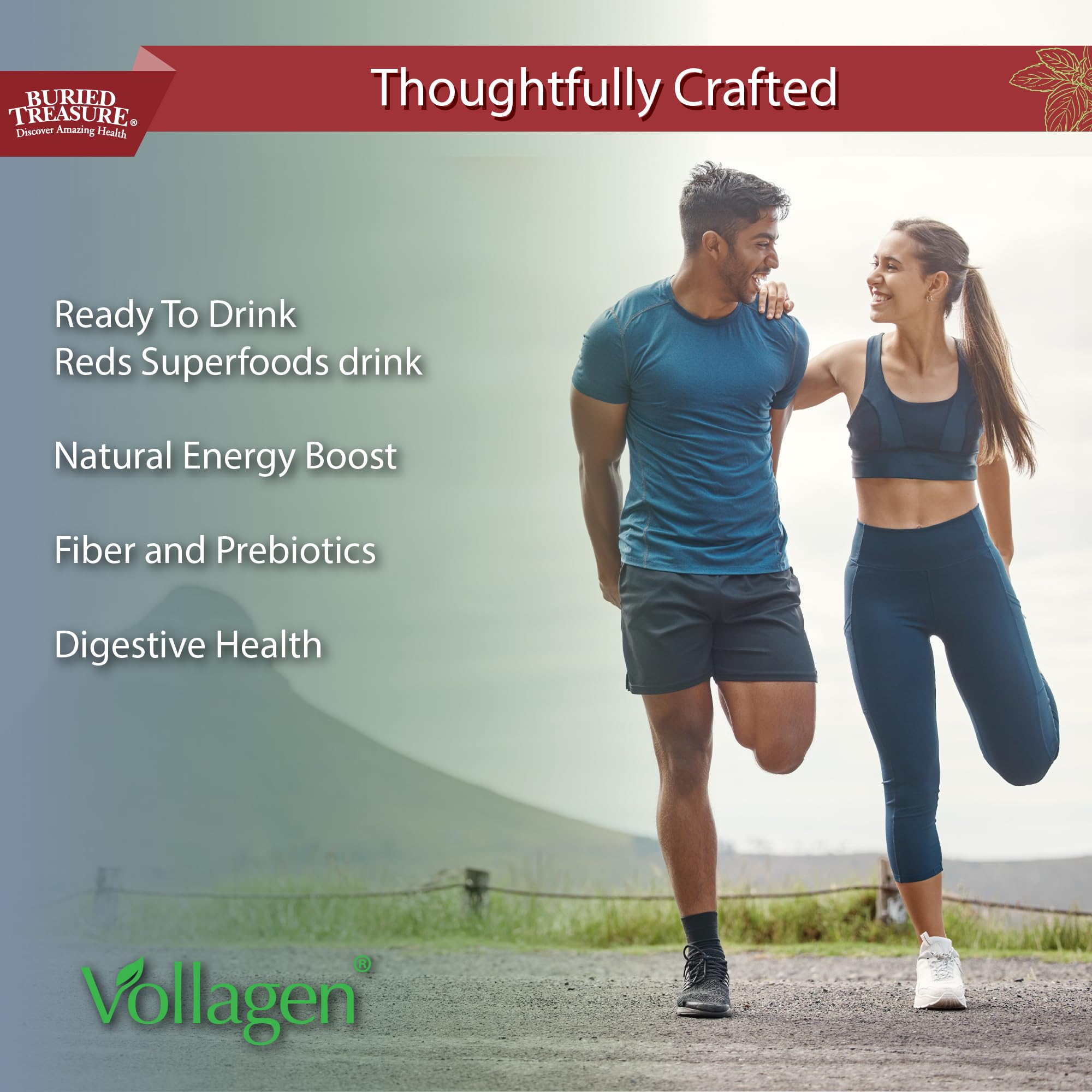 Buried Treasure Red20 Fusion Superfood Blend – Acai, Beets, Blueberry, Fiber, Adaptogens, Lutein, Vegan Vollagen, Natural Energy, Digestion, Eye Health & Wellness Support, 32oz Liquid - TrustMedUSA