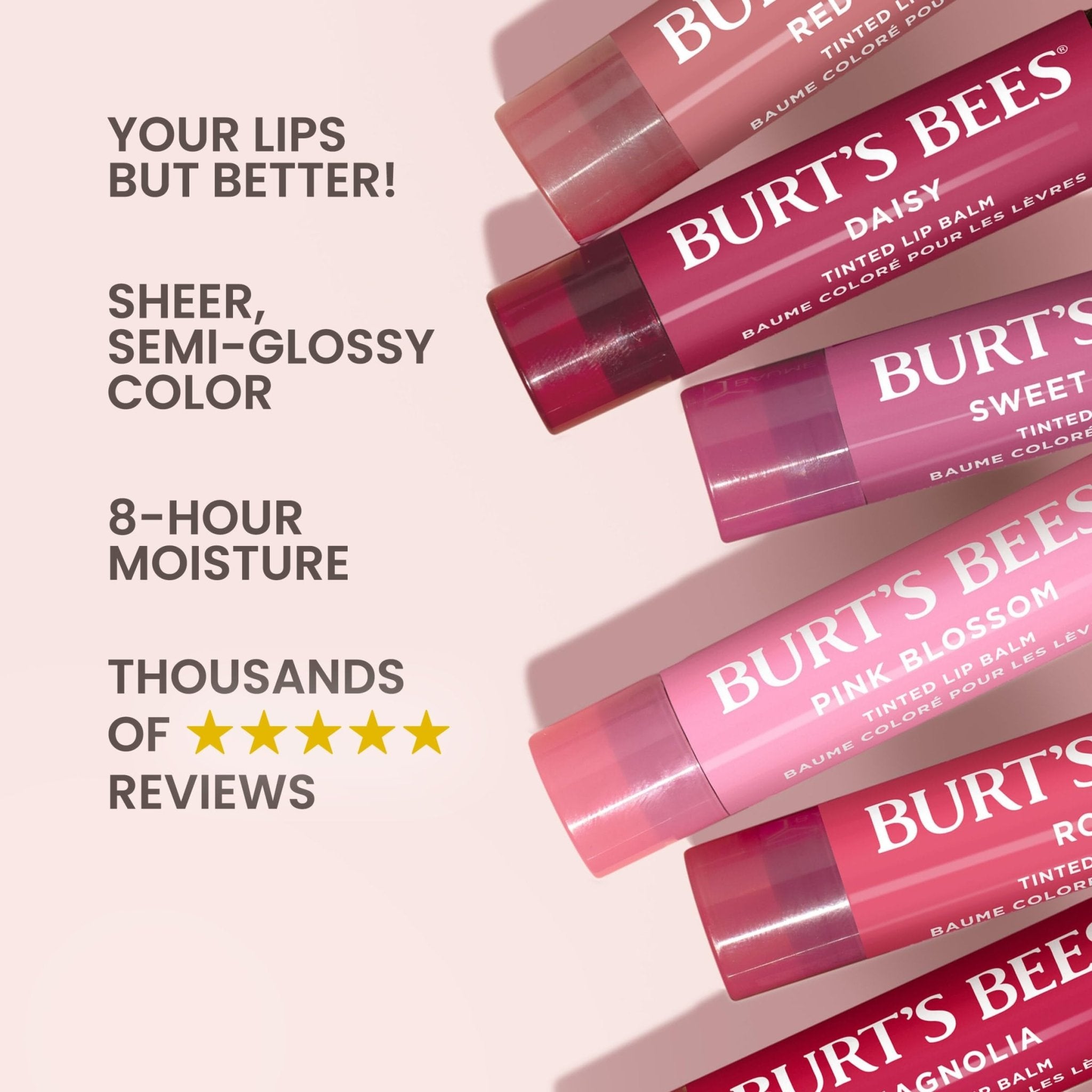 Burt's Bees Lip Tint Balm with Long Lasting 2 in 1 Duo Tinted Balm Formula, Color Infused with Deeply Hydrating Shea Butter - TrustMedUSA