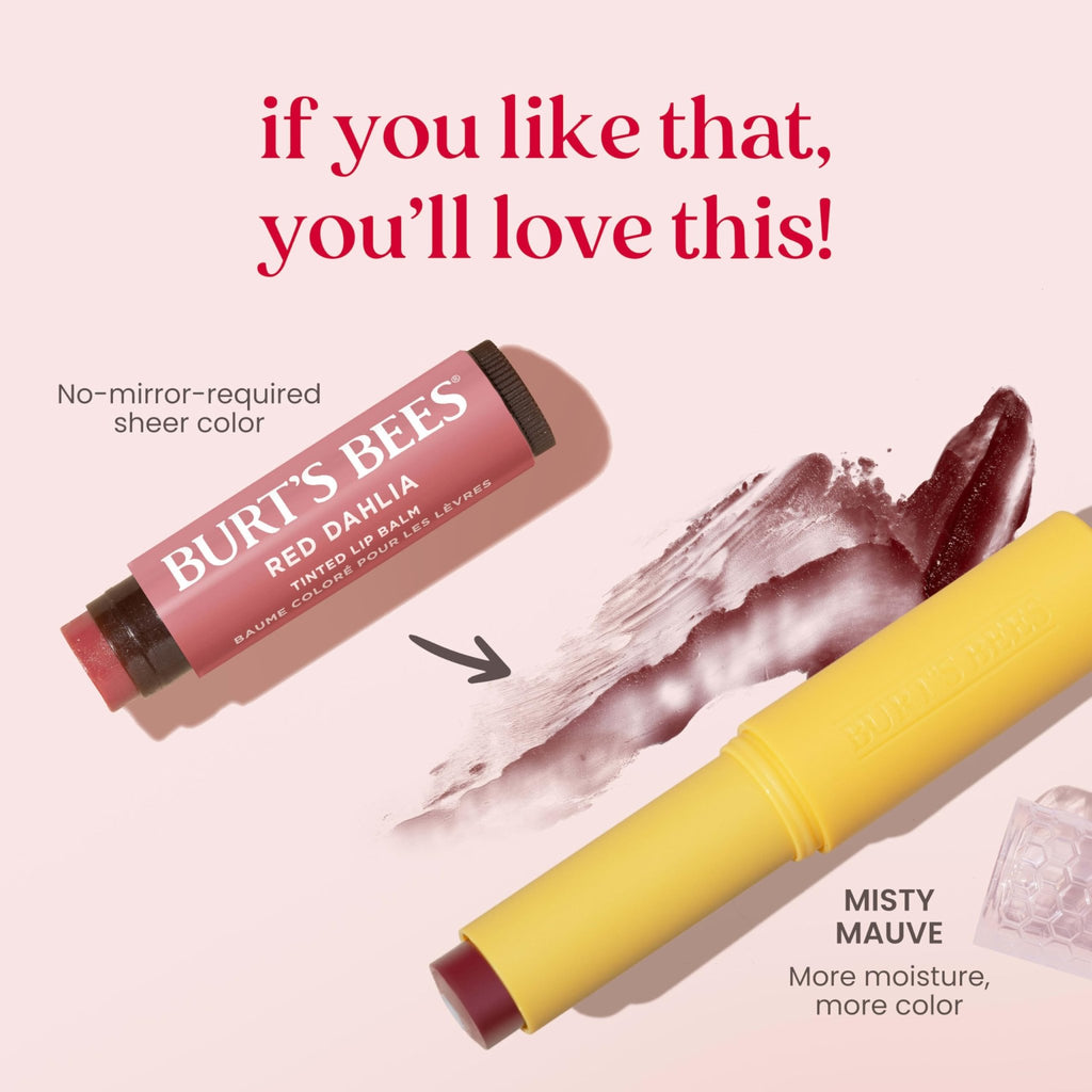 Burt’s Bees Tinted Boosted Balm, Misty Mauve, Hydrating Tinted Lip Balm with Vitamin C, E, and F Core, 24 Hour Lip Moisturizer - TrustMedUSA