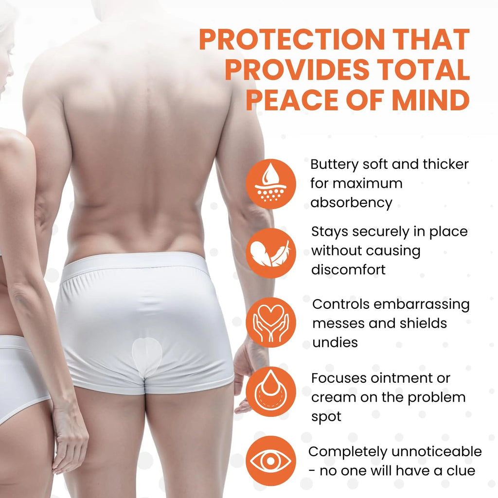 Butts Are Messy - Control The Mess. ANUPAD Premium Absorbent Pads. Confidently Handle Bowel Leakage, Bleeding Hemorrhoids, And The Mess Hemorrhoid Ointments Make. - TrustMedUSA