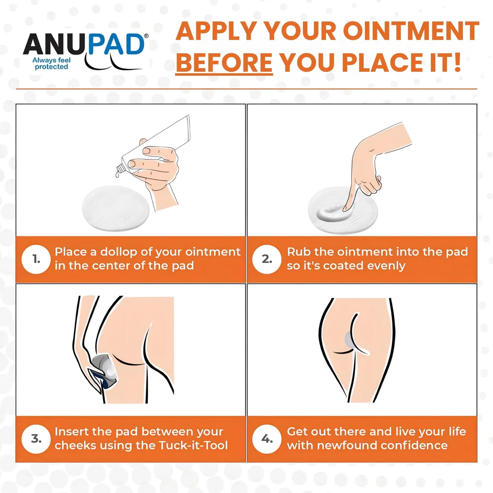 Butts Are Messy - Control The Mess. ANUPAD Premium Absorbent Pads. Confidently Handle Bowel Leakage, Bleeding Hemorrhoids, And The Mess Hemorrhoid Ointments Make. - TrustMedUSA