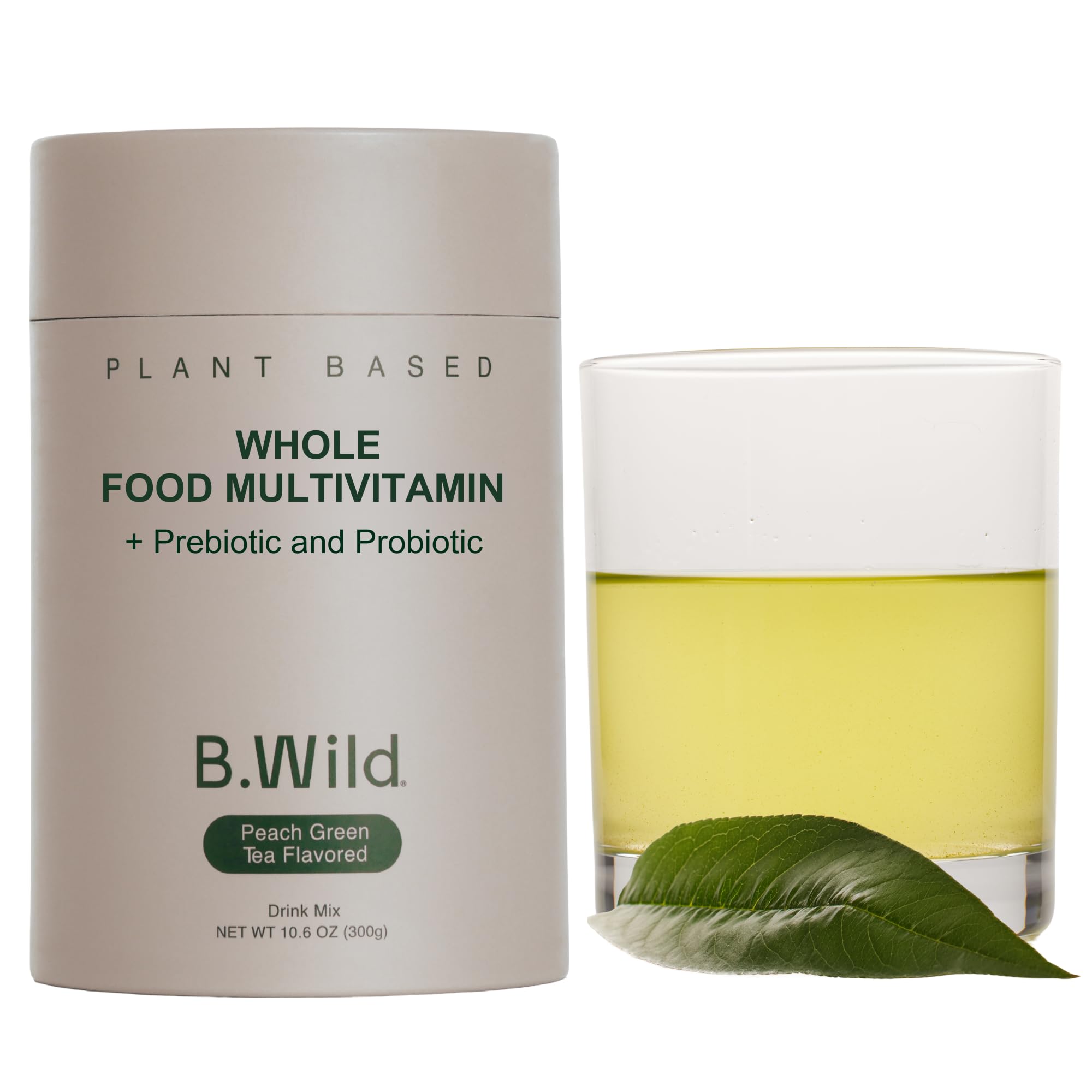 B.WILD Plant-Based Multivitamin Superfood Drink Mix – Refreshing Peach Green Tea with Vitamins, Minerals, Prebiotics & Probiotics for Gut Health & Daily Wellness – 30 Servings – Vegan, Gluten-Free - TrustMedUSA