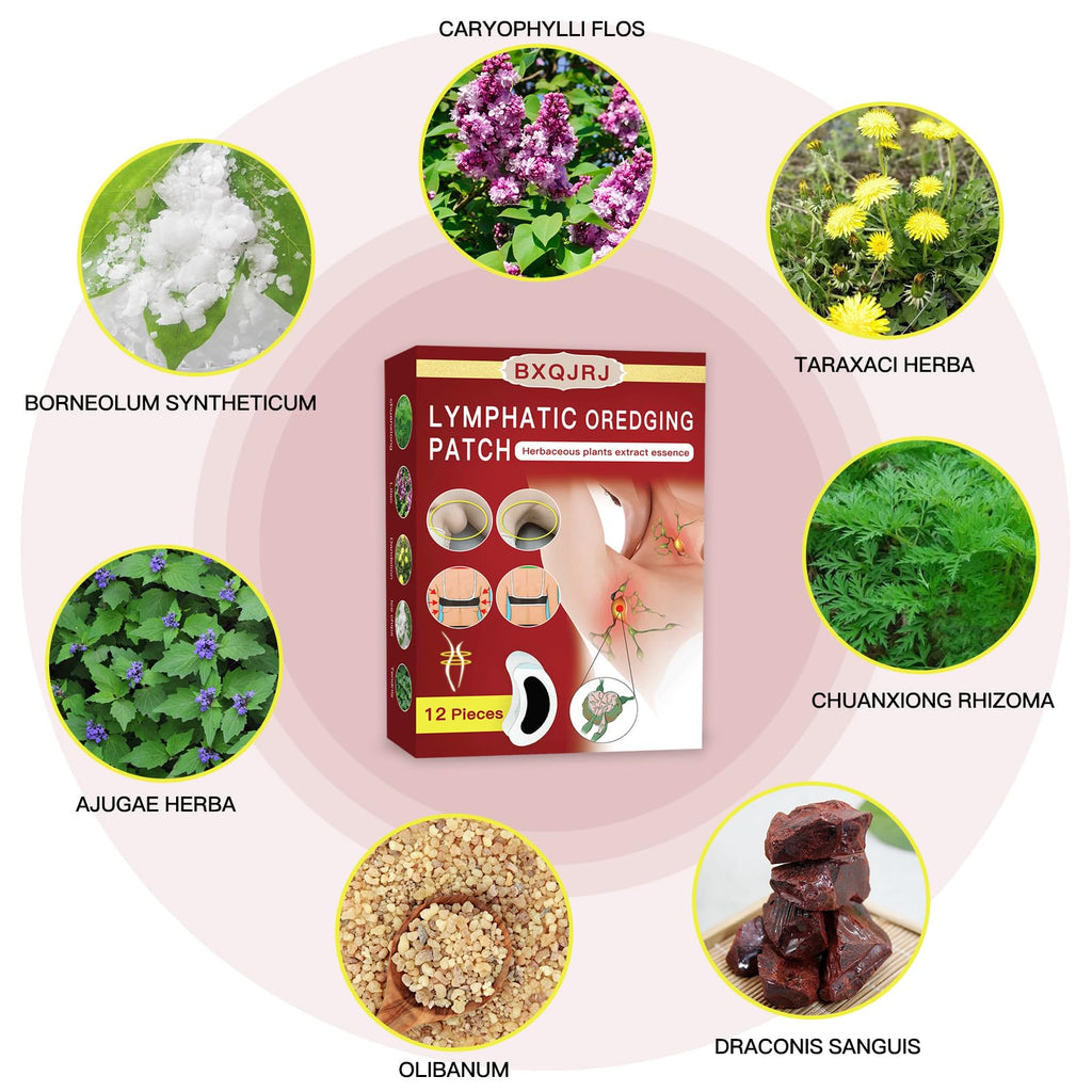 BXQJRJLymphatic Drainage Patch Lymphatic Drainage Herbal Lymphatic Drainage Care Patch Herbal Neck Patch (12) - Maple Wellness Supplements