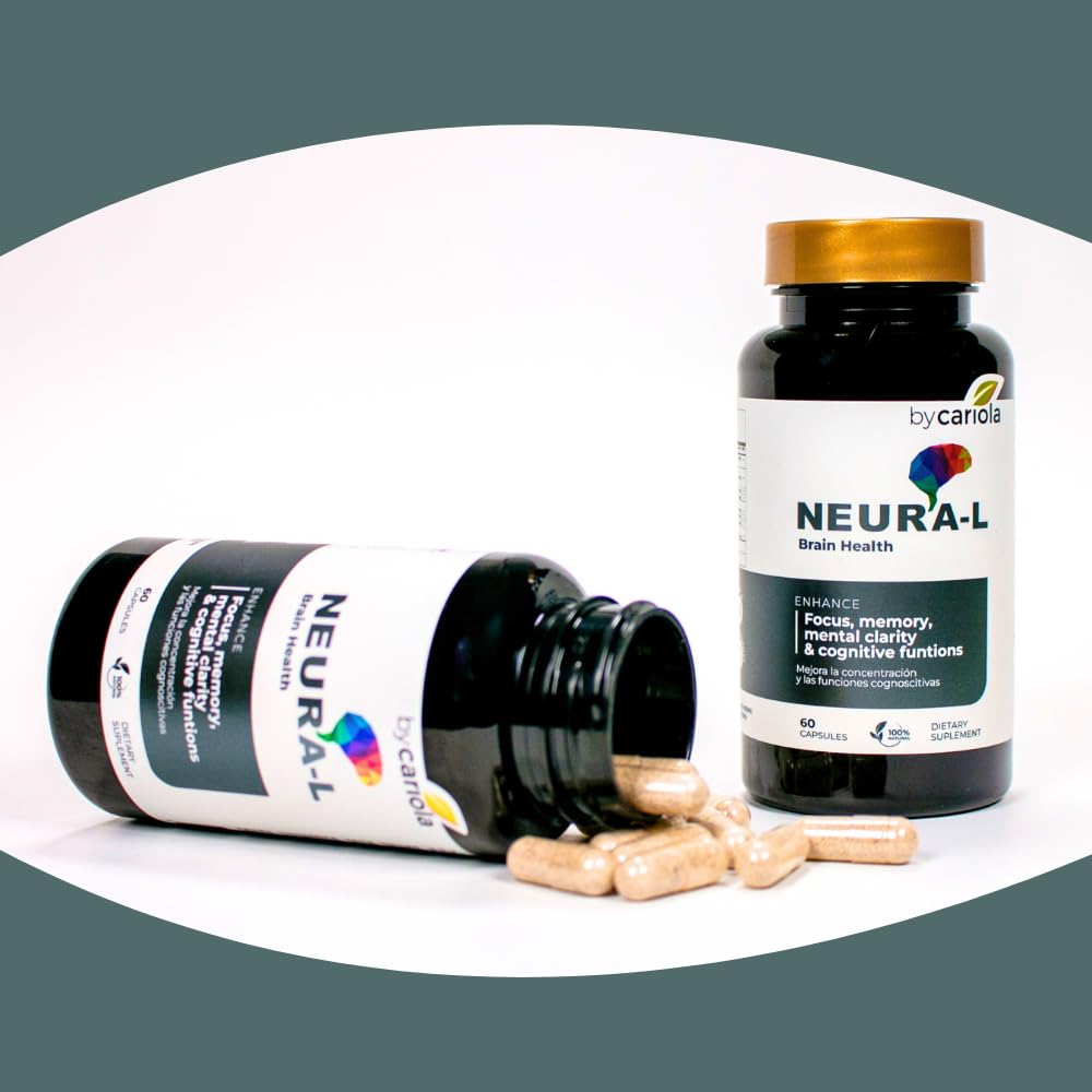 BY CARIOLA Neural-L Natural Brain Support Supplement 60 Caps - Mental Support – Memory Booster - Concentration - Natural Formula - Ashwagandha - L-Tyrosine - L-Theanine - TrustMedUSA