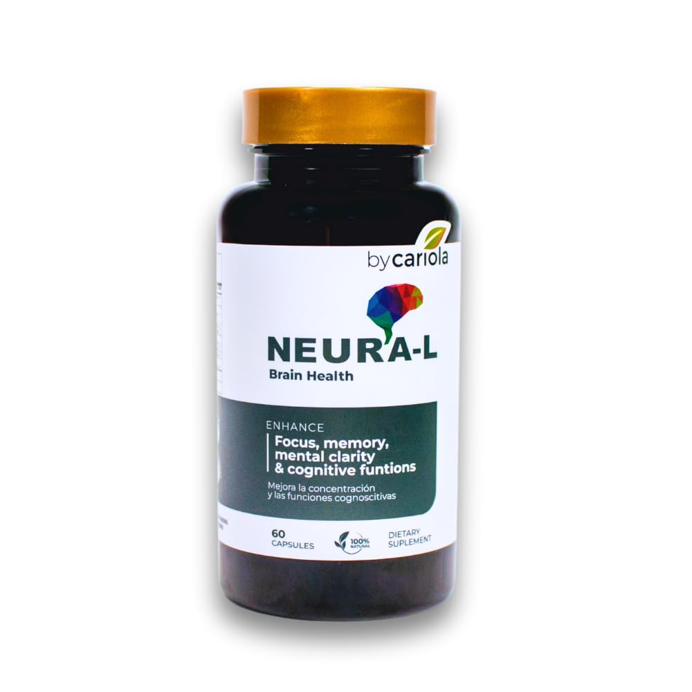 BY CARIOLA Neural-L Natural Brain Support Supplement 60 Caps - Mental Support – Memory Booster - Concentration - Natural Formula - Ashwagandha - L-Tyrosine - L-Theanine - TrustMedUSA