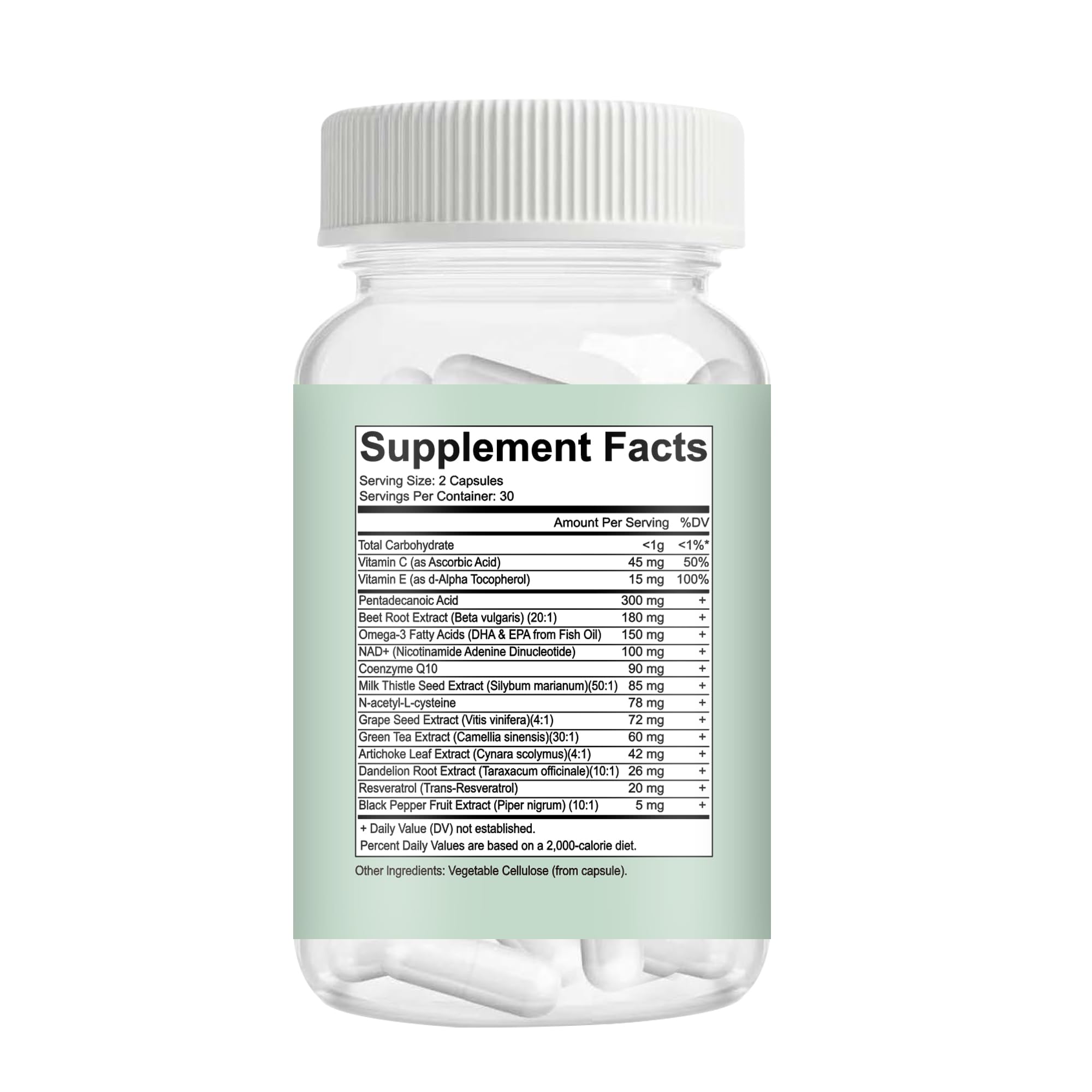 C15:0 Pentadecanoic Acid Supplement with Omega-3, CoQ10, NAD+, Vitamins, Essential Acids for Longevity Supplement, Liver Health, Energy Support - 60 ct - TrustMedUSA