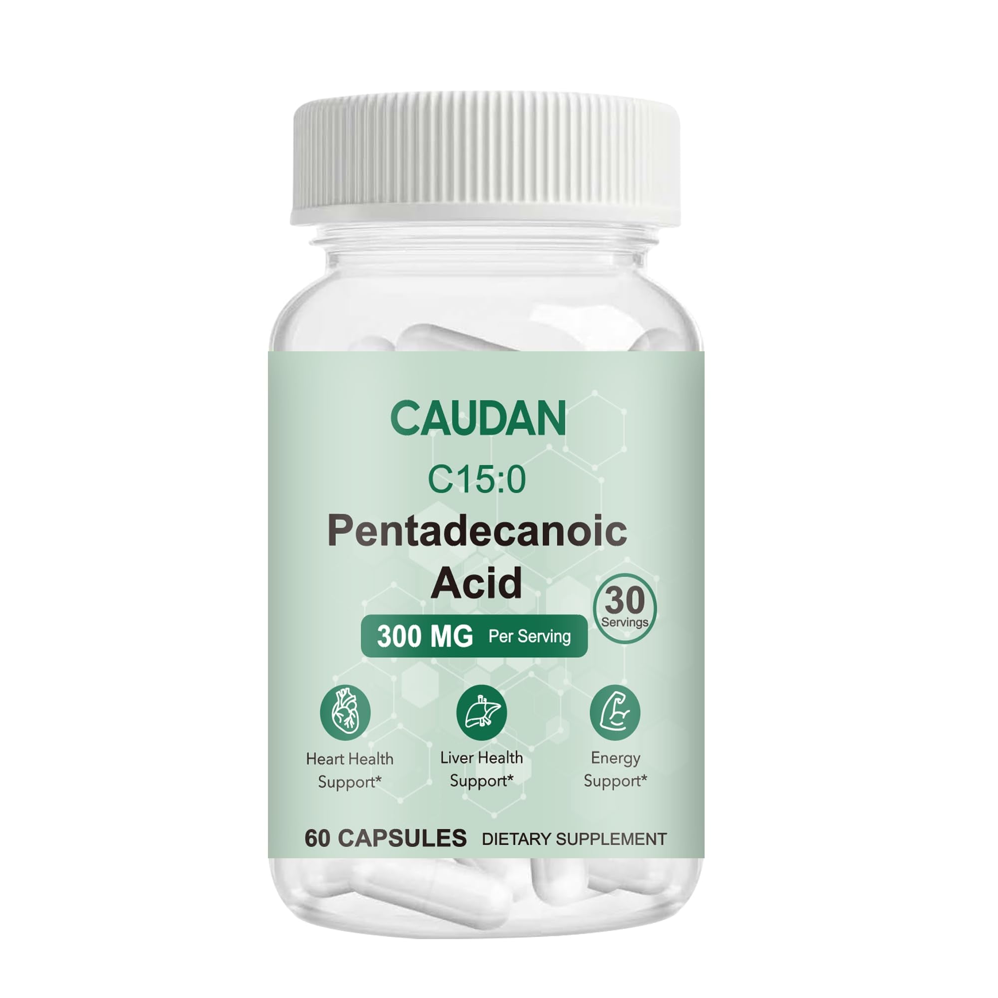 C15:0 Pentadecanoic Acid Supplement with Omega-3, CoQ10, NAD+, Vitamins, Essential Acids for Longevity Supplement, Liver Health, Energy Support - 60 ct - TrustMedUSA