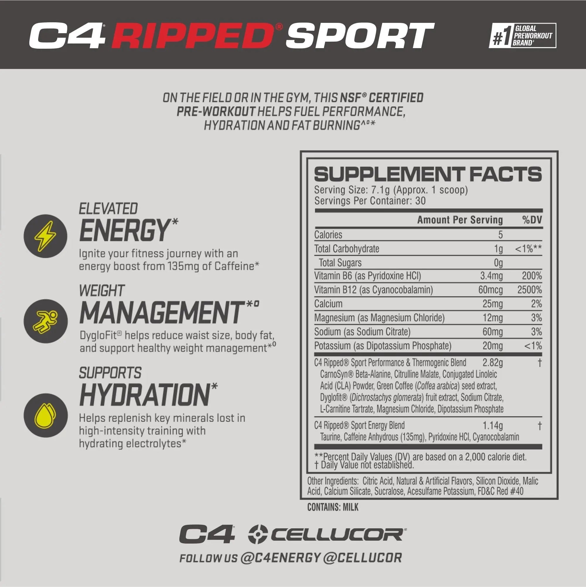 C4 Ripped Sport Pre Workout Powder Fruit Punch - NSF Certified for Sport + Sugar Free - TrustMedUSA