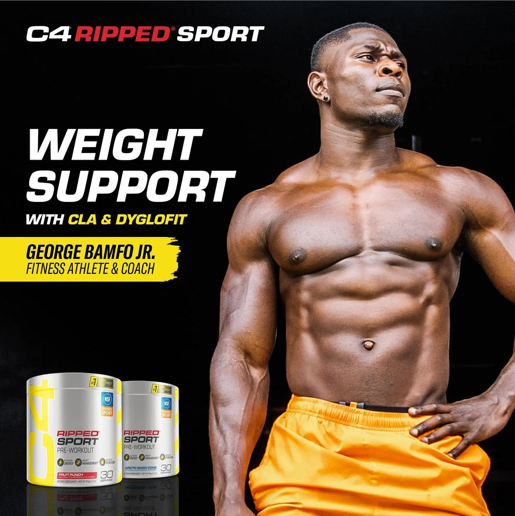 C4 Ripped Sport Pre Workout Powder Fruit Punch - NSF Certified for Sport + Sugar Free - TrustMedUSA