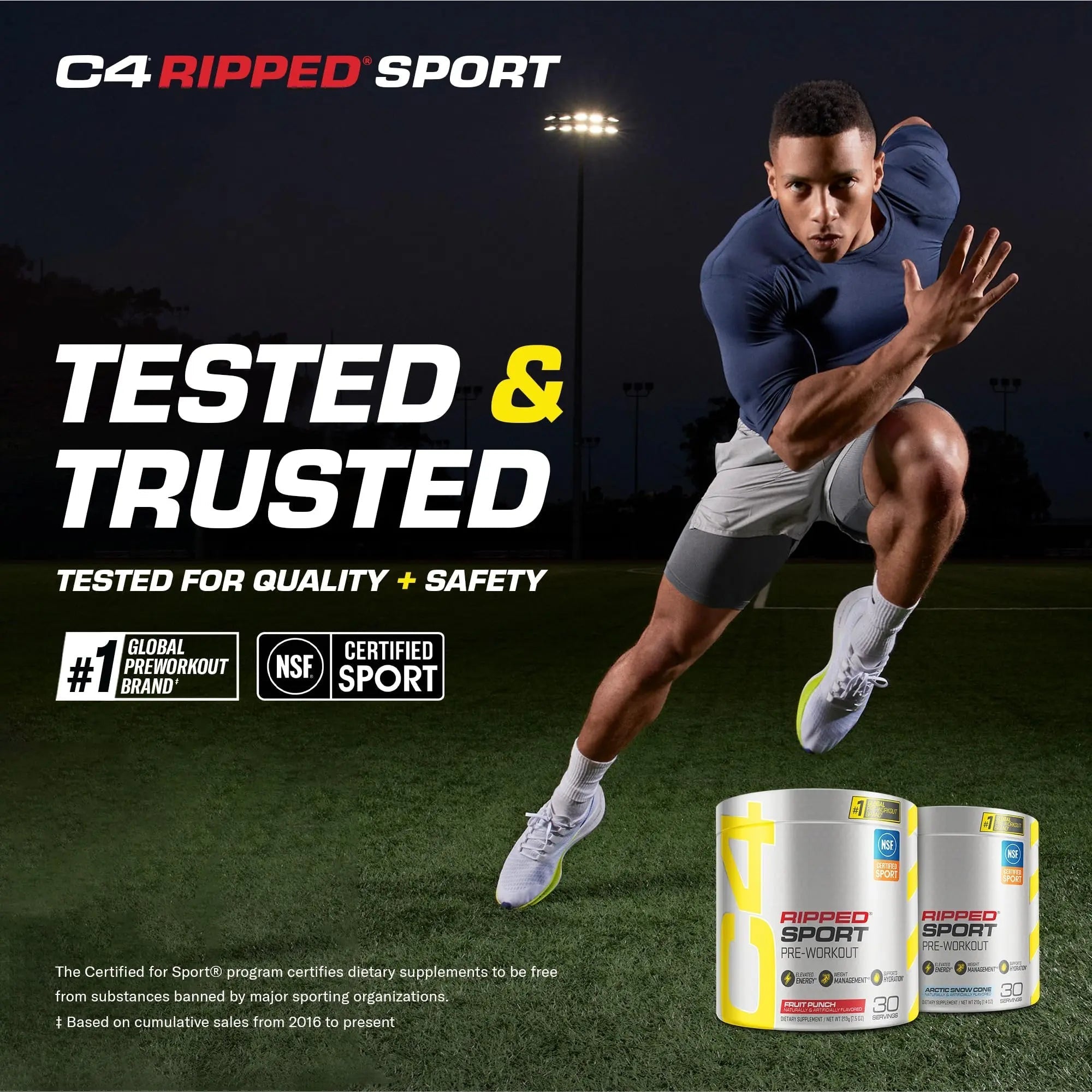 C4 Ripped Sport Pre Workout Powder Fruit Punch - NSF Certified for Sport + Sugar Free - TrustMedUSA