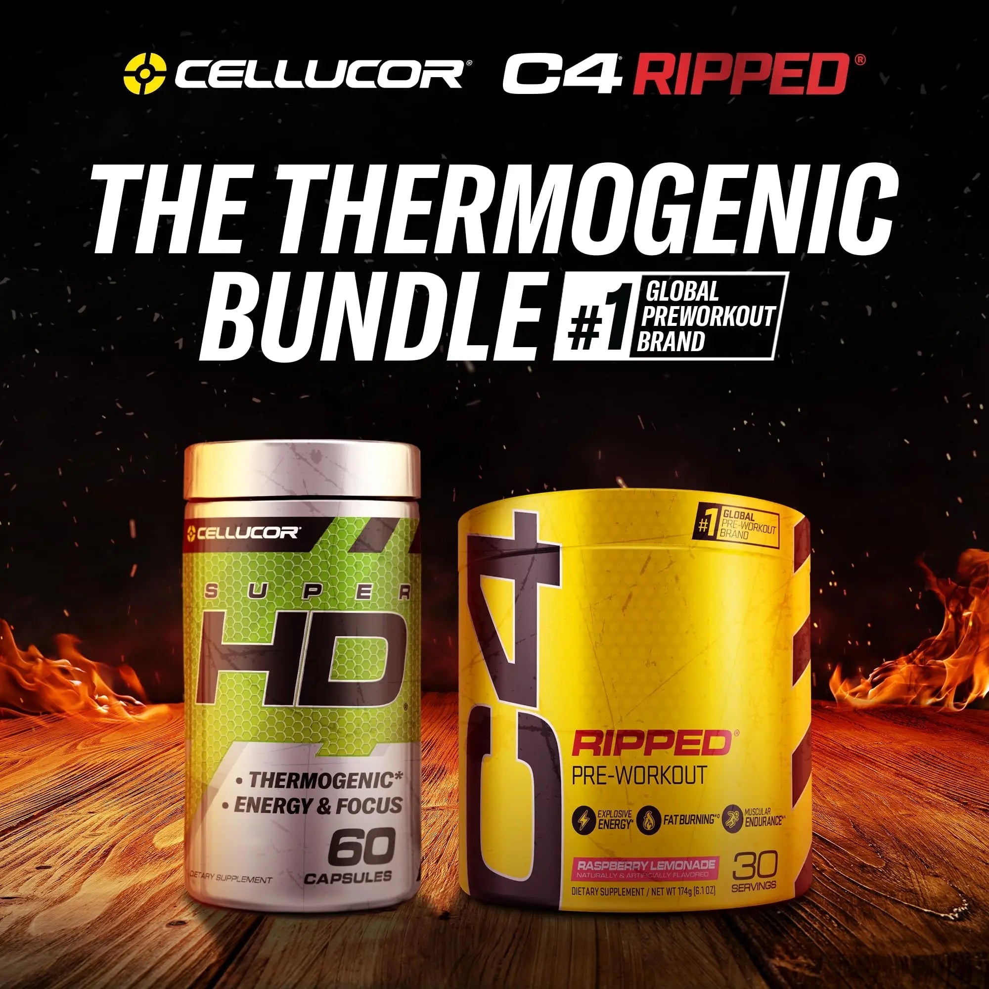 C4 Ripped & SuperHD, The Thermogenic Bundle, C4 Ripped Pre Workout Powder - TrustMedUSA