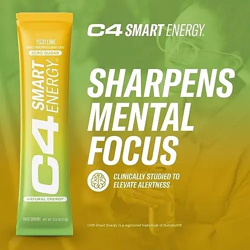 C4 Smart Energy Powder Stick Packs - Sugar Free Performance Fuel & Nootropic Brain - TrustMedUSA