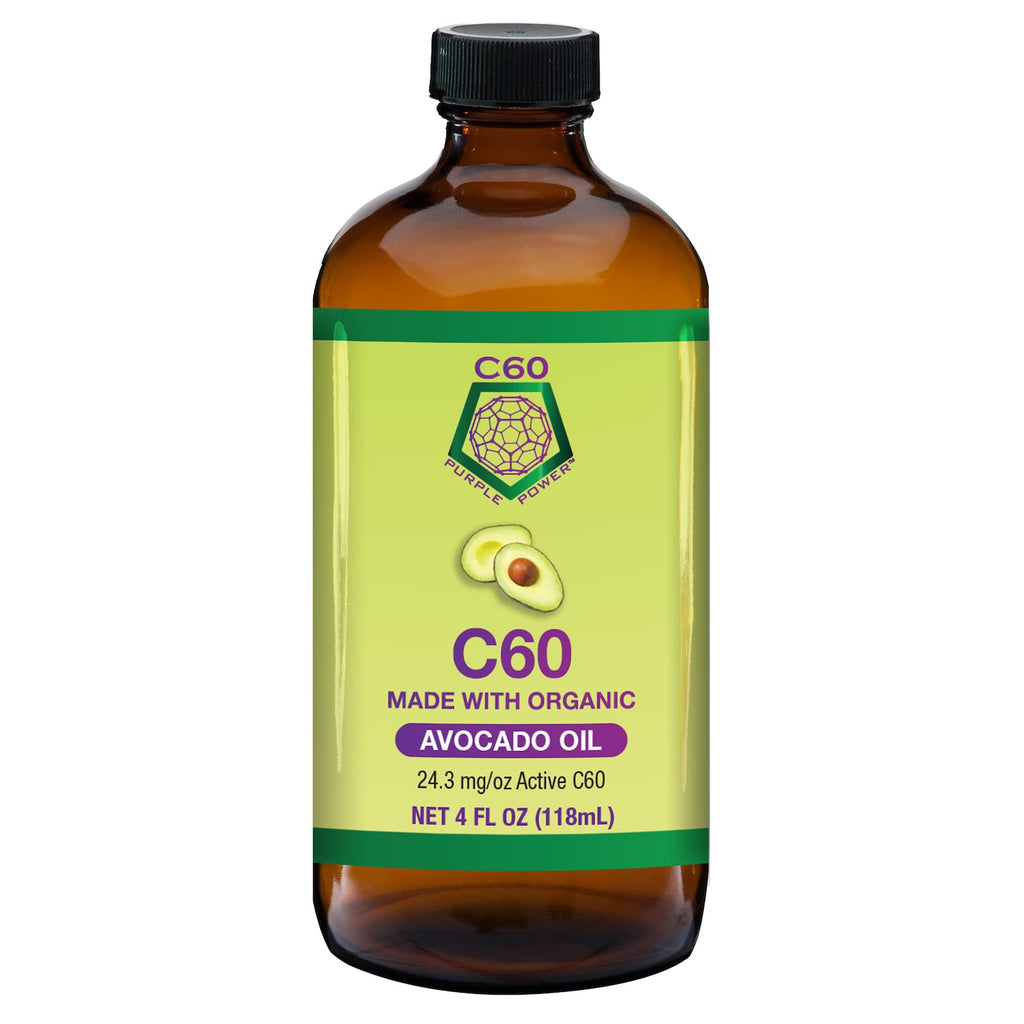 C60 Power C60 in Organic Avocado Oil - Natural Wellness & Antioxidant Support for Men & Women, 99.99% Pure Carbon Fullerenes, Promotes Energy, Mental Clarity, & Stamina - 4 fl oz Bottle - TrustMedUSA