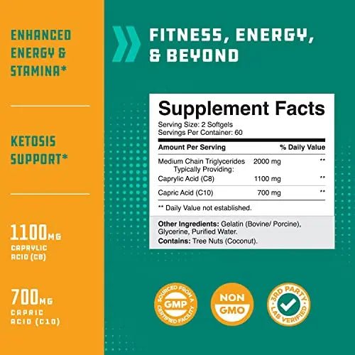 C8 MCT Coconut Oil Softgels - MCT Oil Keto Pills with Caprylic Acid Coconut Oil - TrustMedUSA