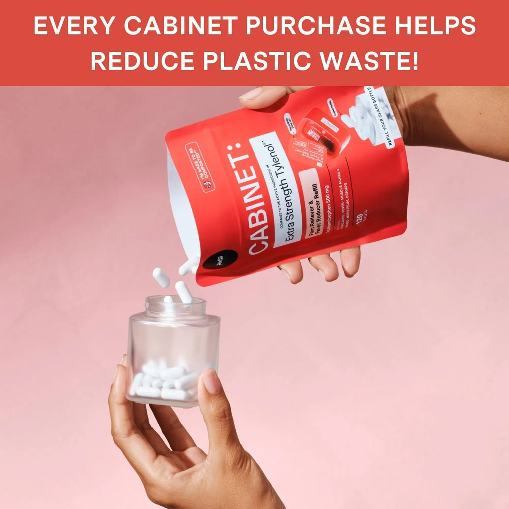 Cabinet: 500mg Acetaminophen for Headache Relief, Toothaches, Sore Throat, and Fever Reducer, 120 Tablets (Refill Pouch) - TrustMedUSA